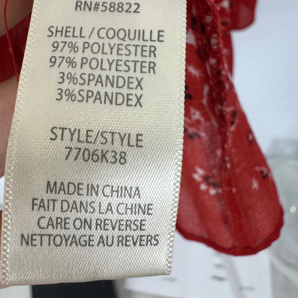 Max‎ Studio Women Red Sz XL Peasant blouse bell sleeves tiered/ruffle hem